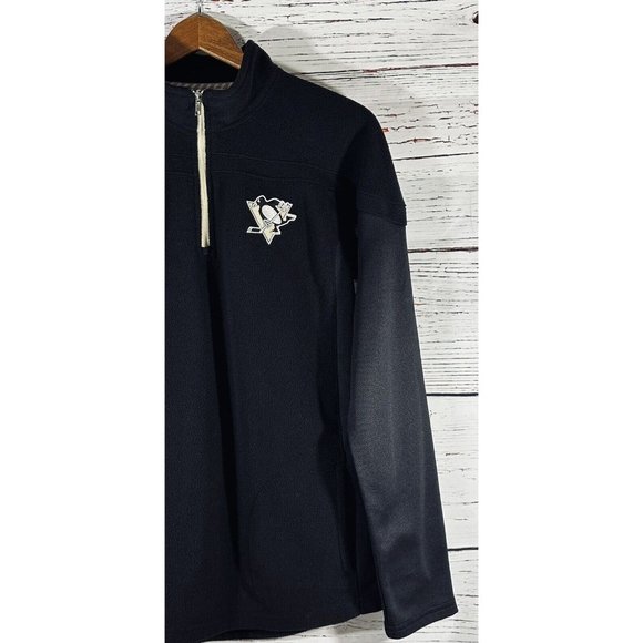 Reebok Pittsburgh Penguins Fleece Jacket Sz XL Black Quarter Zip Hockey Pens - Picture 5 of 12